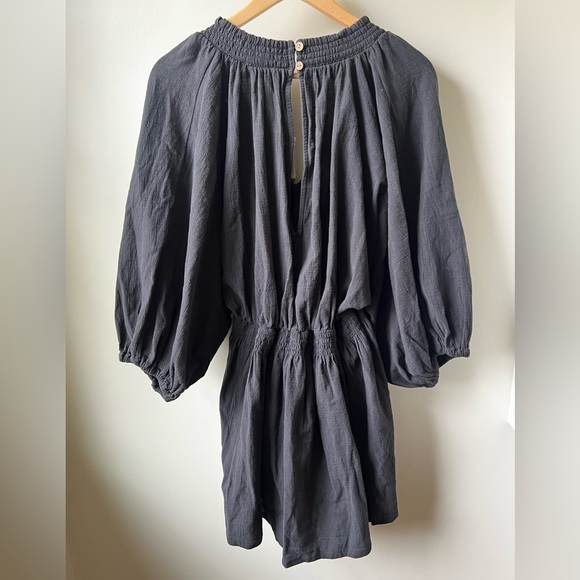 NWT FREE PEOPLE Babydoll Mini Dress For The Moment Boho Empire Waist Y2K Black M - Picture 10 of 10